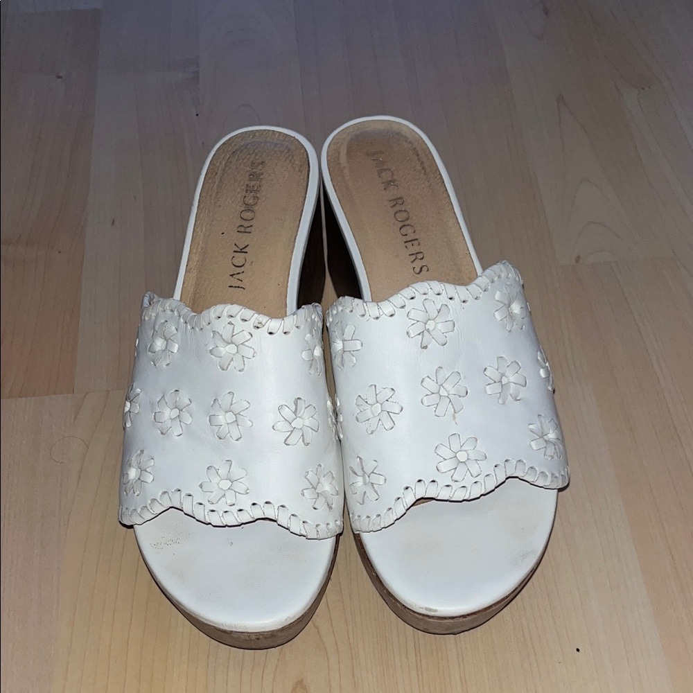 Jack Rogers Cream Floral Mules